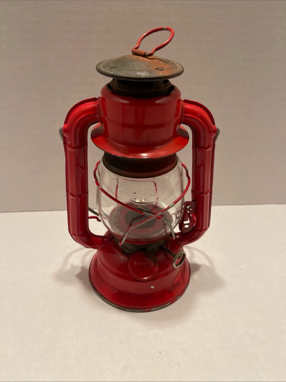Vintage 1960s Dietz Red Decorative Hurricane Lantern with wick